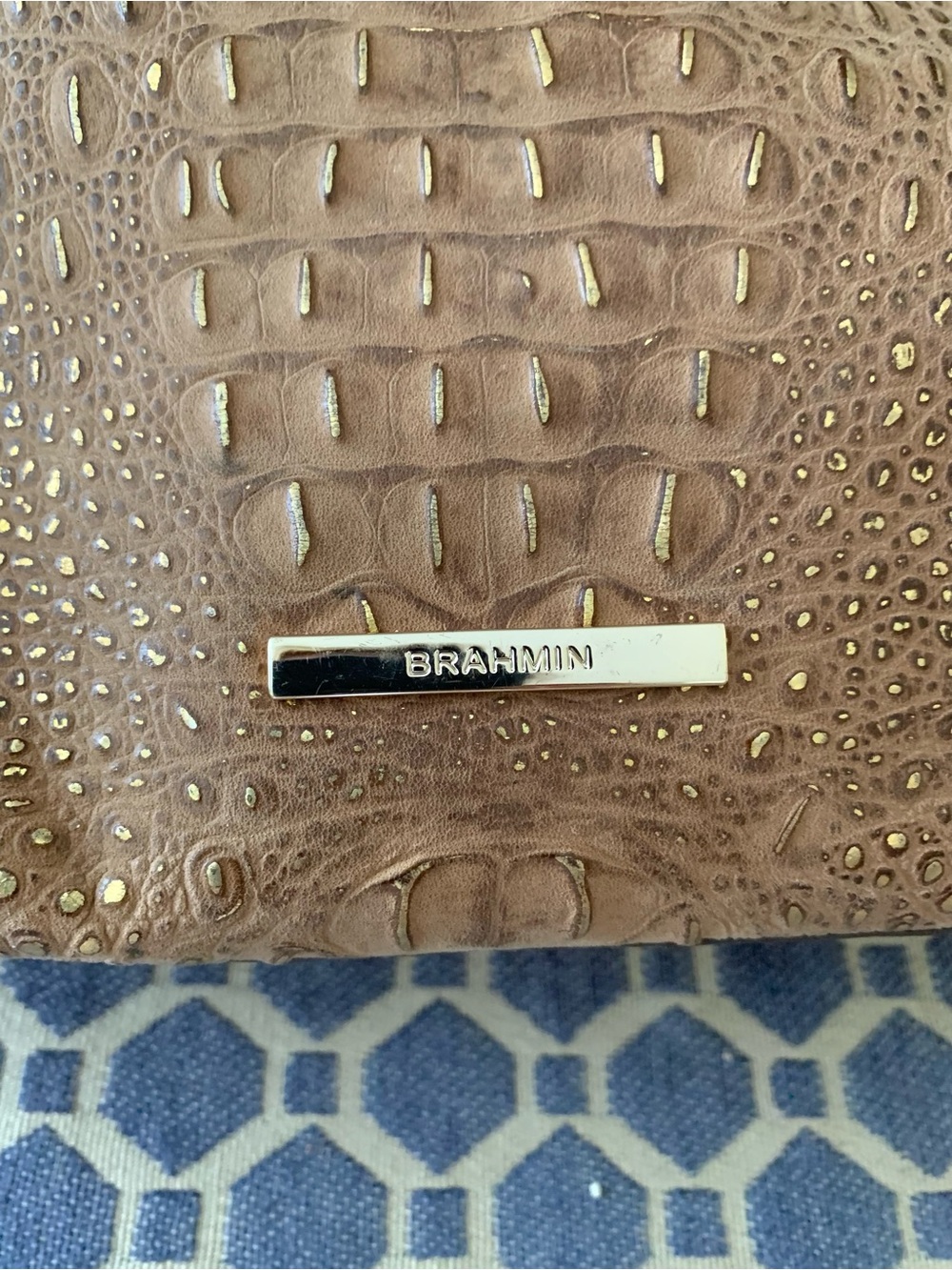 Brahmin Brown Croc-Embossed Shoulder Bag Gold accents - Picture 2 of 13